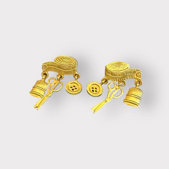 JJ Jonette Tailor Seamstress Sewing Earrings - Picture 1 of 3